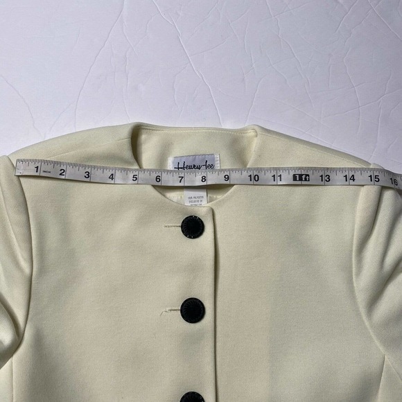 Henry Lee vtg long line structured Button Blazer Jacket Womens Sz 6 Ivory - Picture 8 of 9